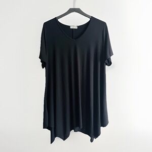 LARACE Shirt Womens 3X Black Jersey V Neck Short Sleeve Tunic Top Relaxed Fit